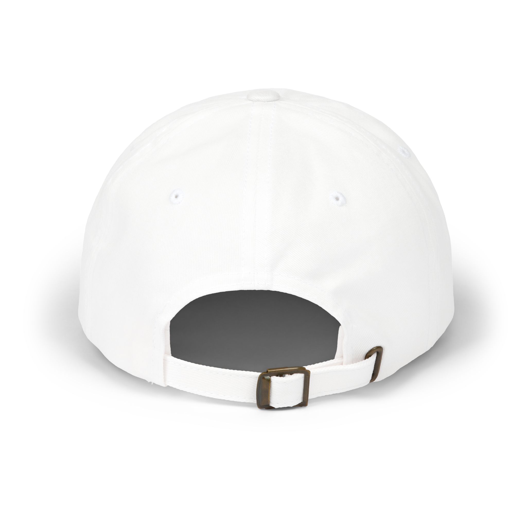 Back view of white baseball cap