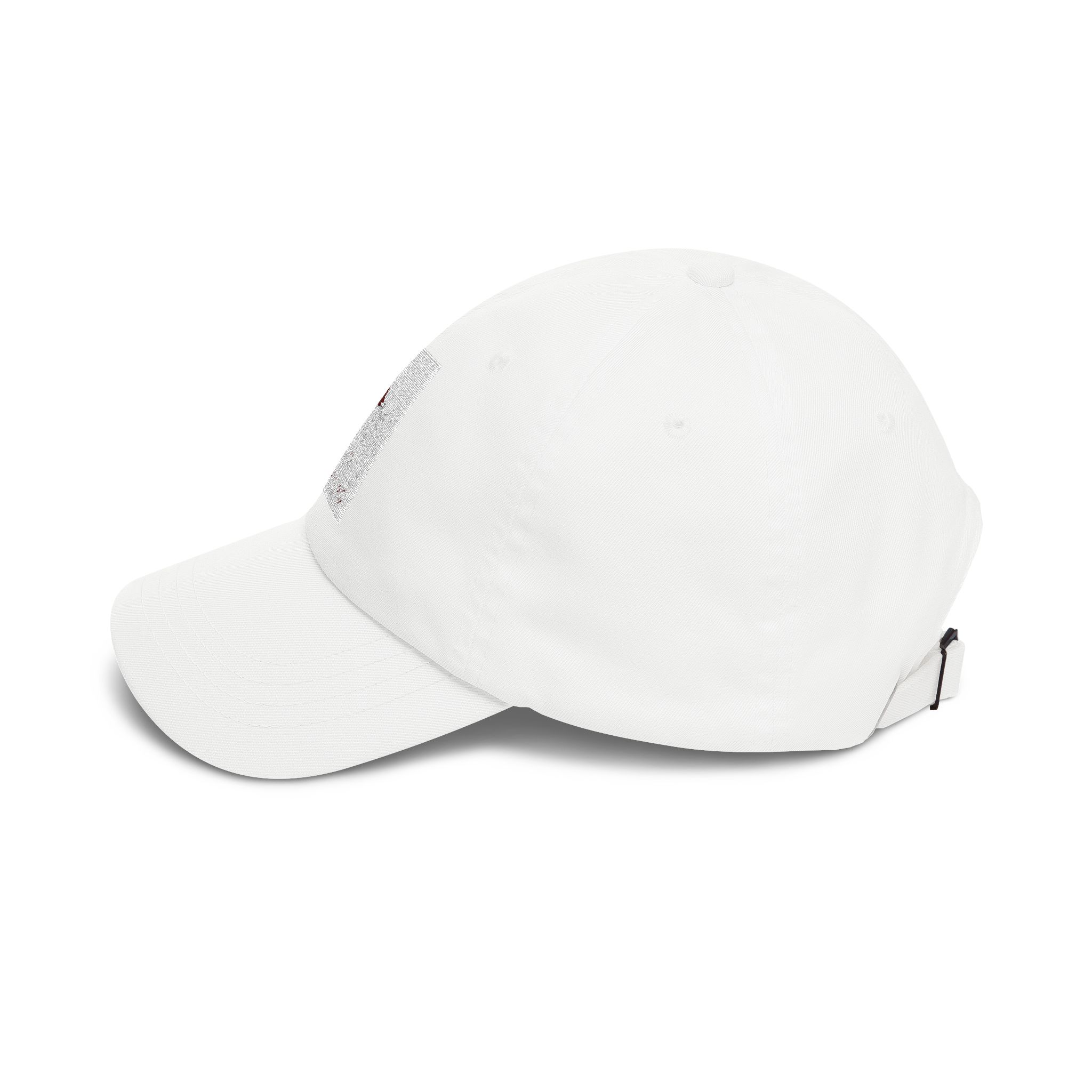 Stacked white baseball caps