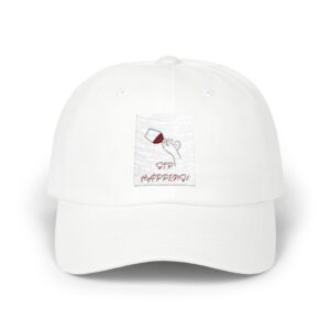 White cap with wine glass embroidery